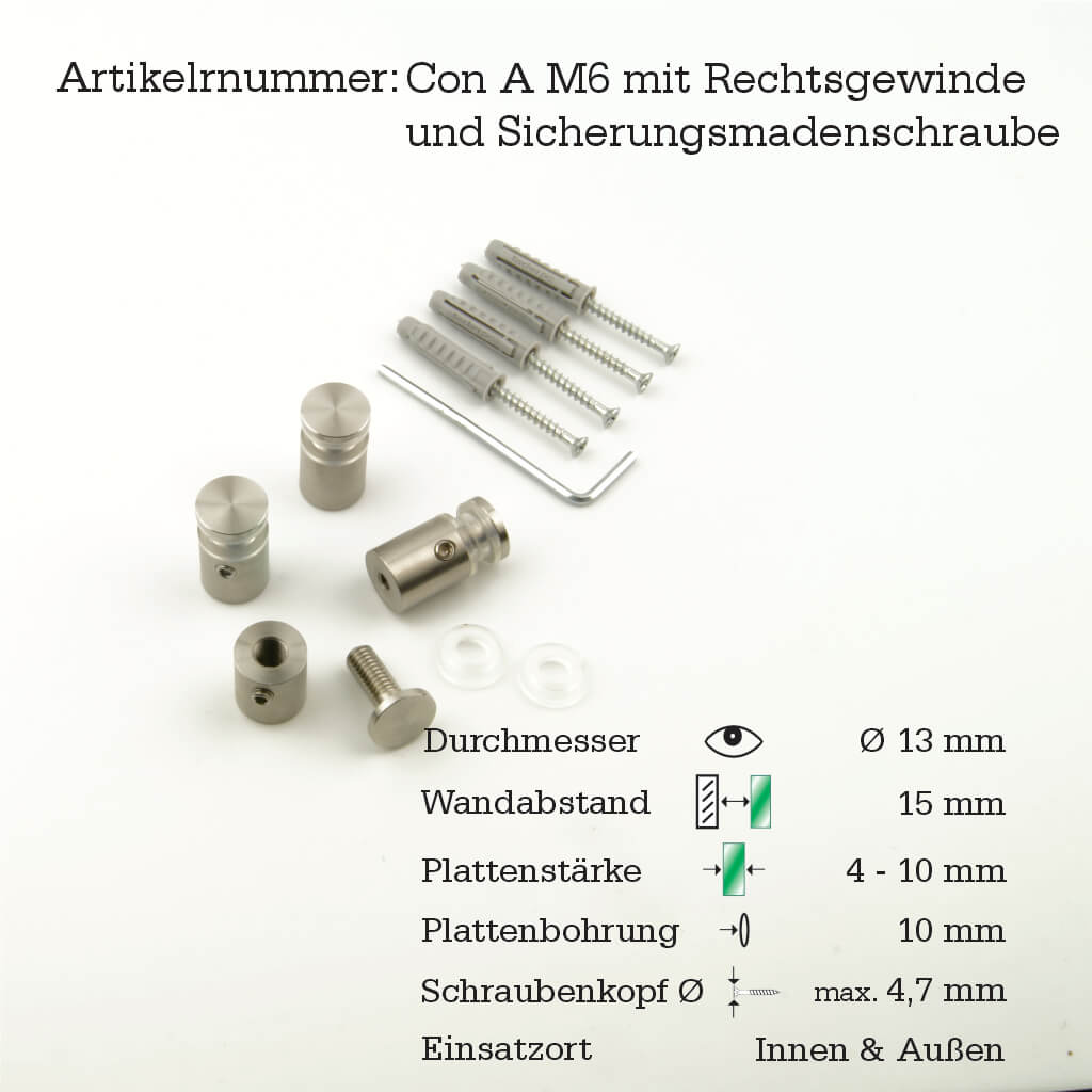 Abstandshalter Con mit Inbus und Linksgewinde Ø 13 mm WA: 15/25 mm