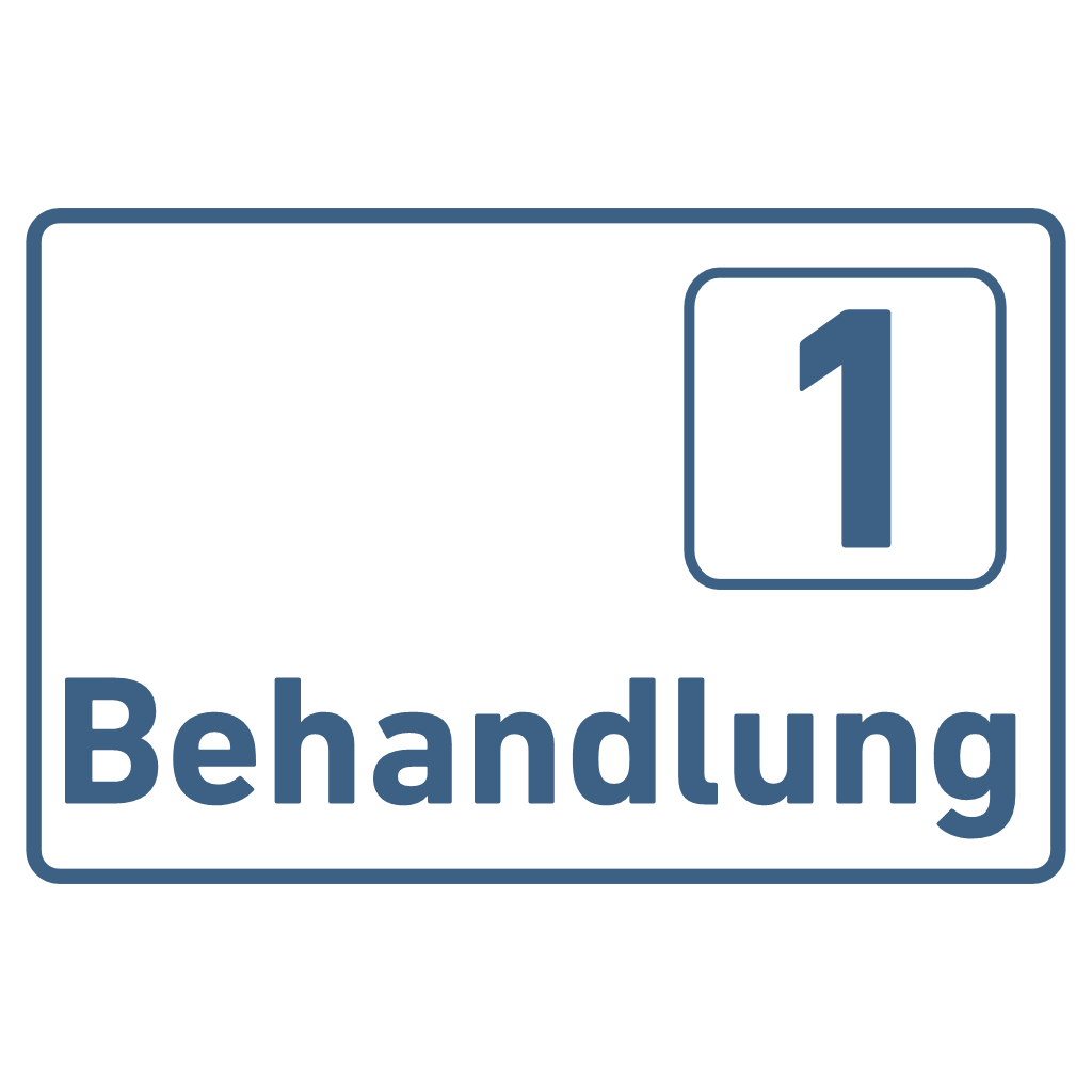 Behandlung 1-9-Praxisschilder Acrylglas-Folienaufkleber in 130 x 200 mm zum Kleben