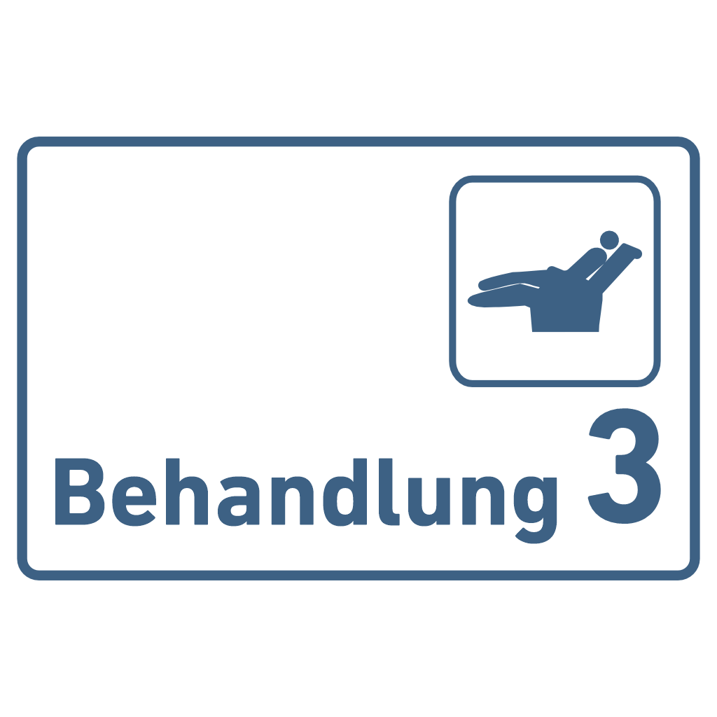 BEHANDLUNG 1-9 Zahnarzt Praxisschild Acrylglas - Folienaufkleber in 130 x 200 mm zum Kleben