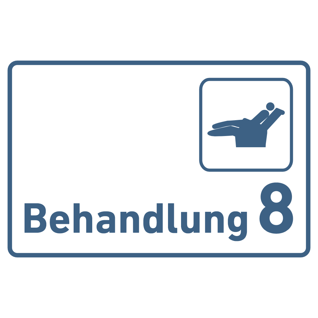 BEHANDLUNG 1-9 Zahnarzt Praxisschild Acrylglas - Folienaufkleber in 130 x 200 mm zum Kleben