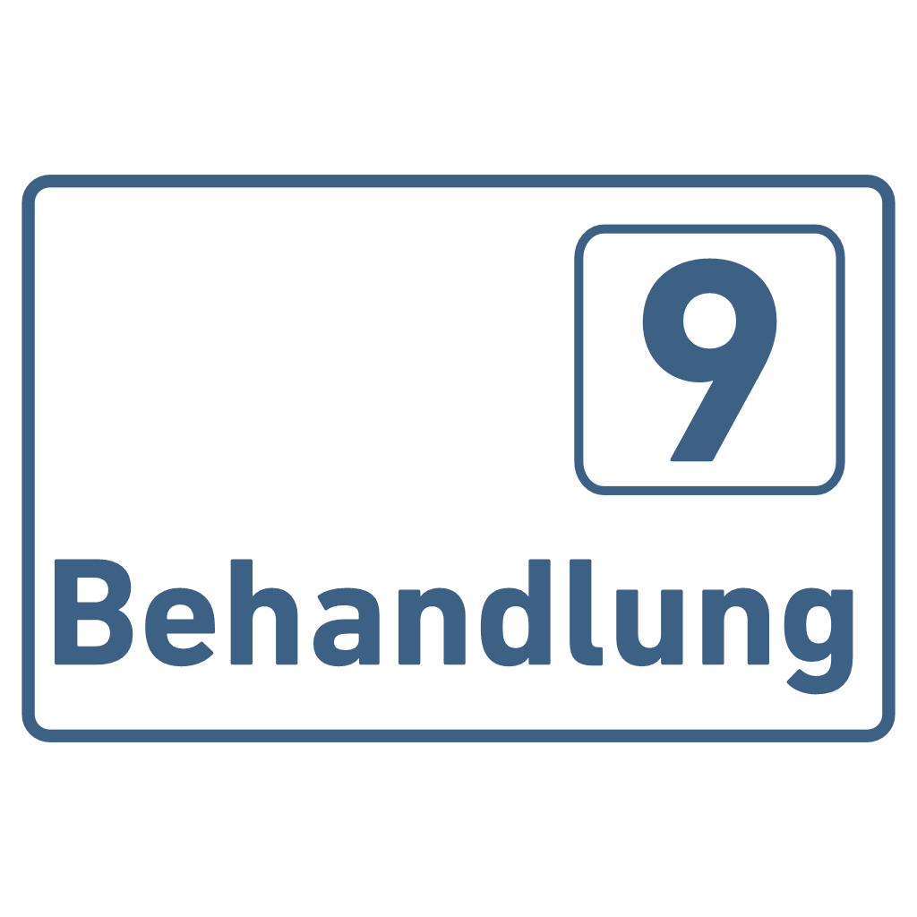 Behandlung 1-9-Praxisschilder Acrylglas-Folienaufkleber in 130 x 200 mm zum Kleben