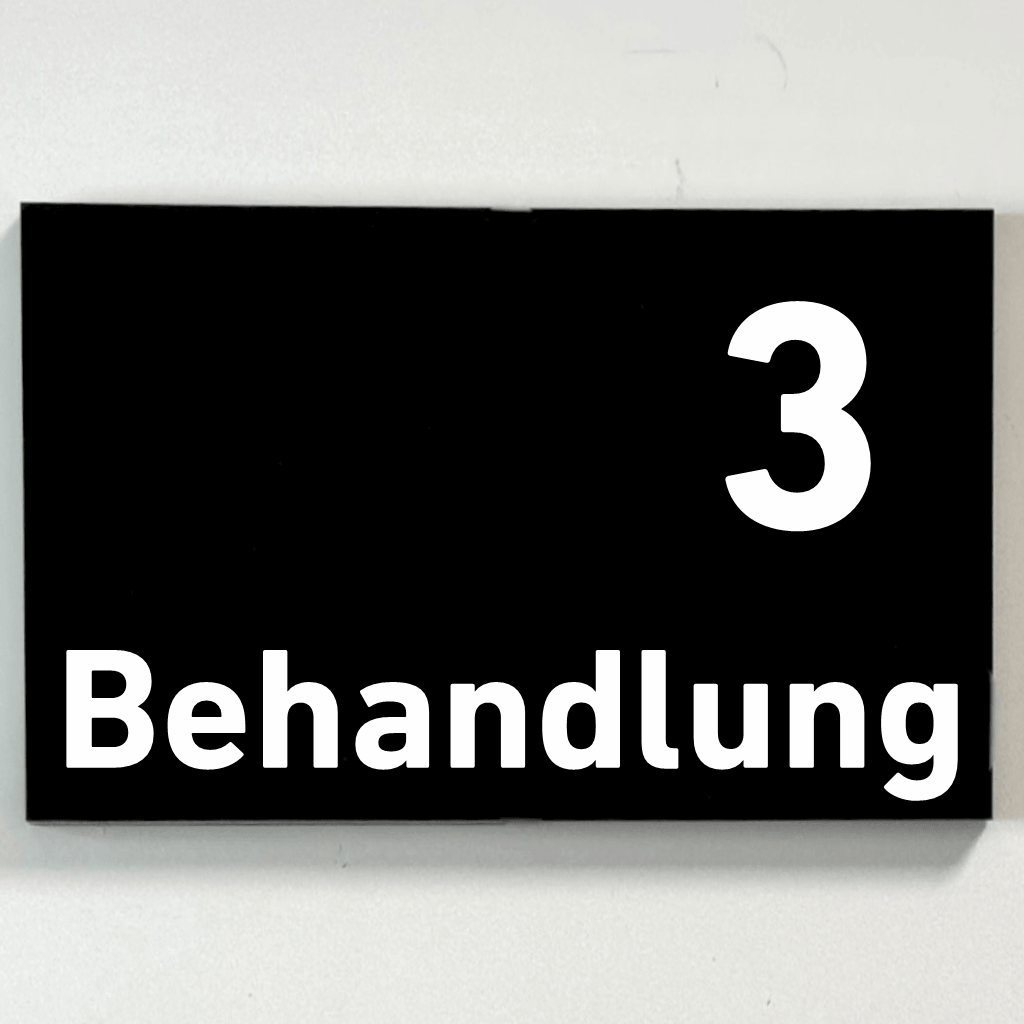 Behandlung 1-9-Praxisschilder Acrylglas-Folienaufkleber in 130 x 200 mm zum Kleben