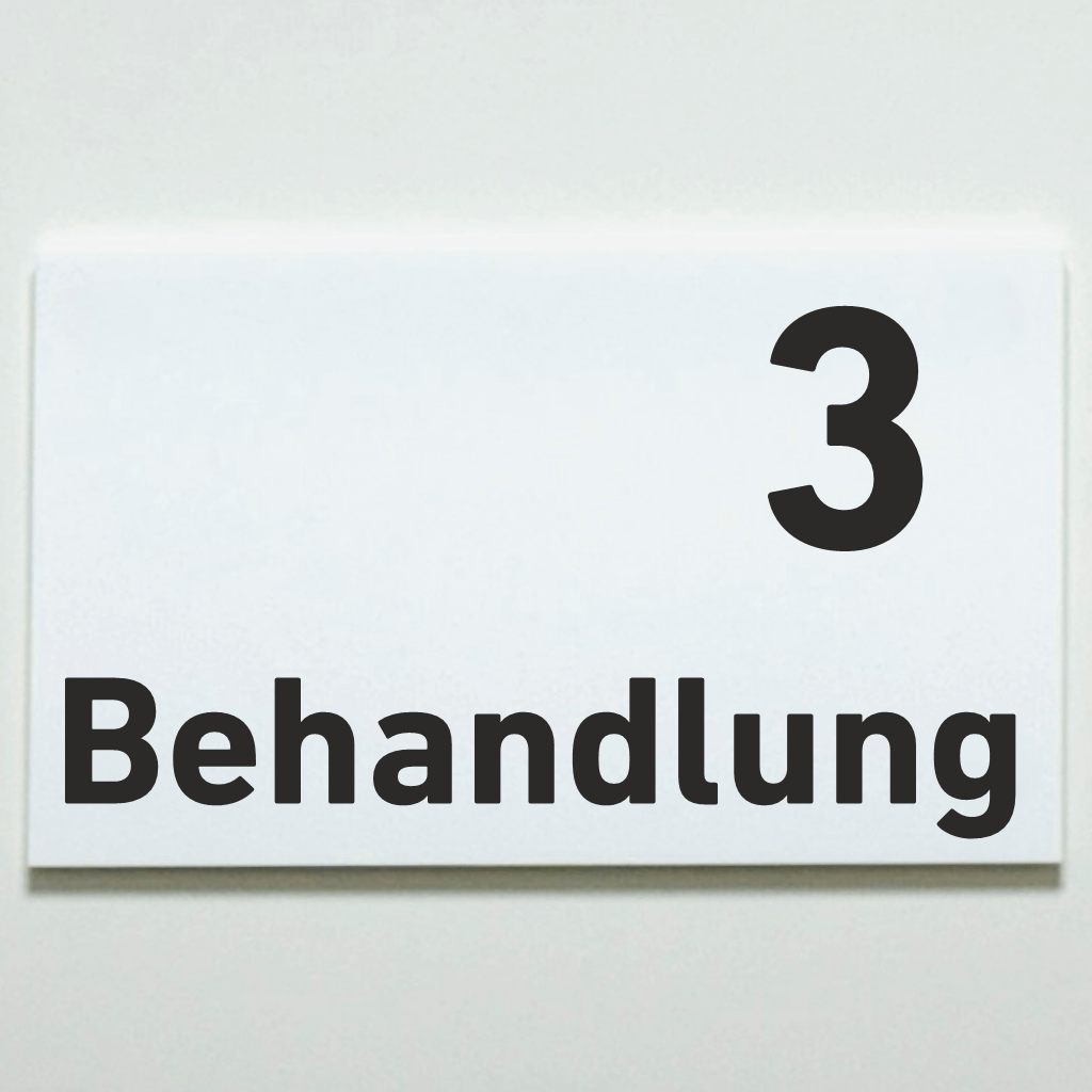 Behandlung 1-9-Praxisschilder Acrylglas-Folienaufkleber in 130 x 200 mm zum Kleben