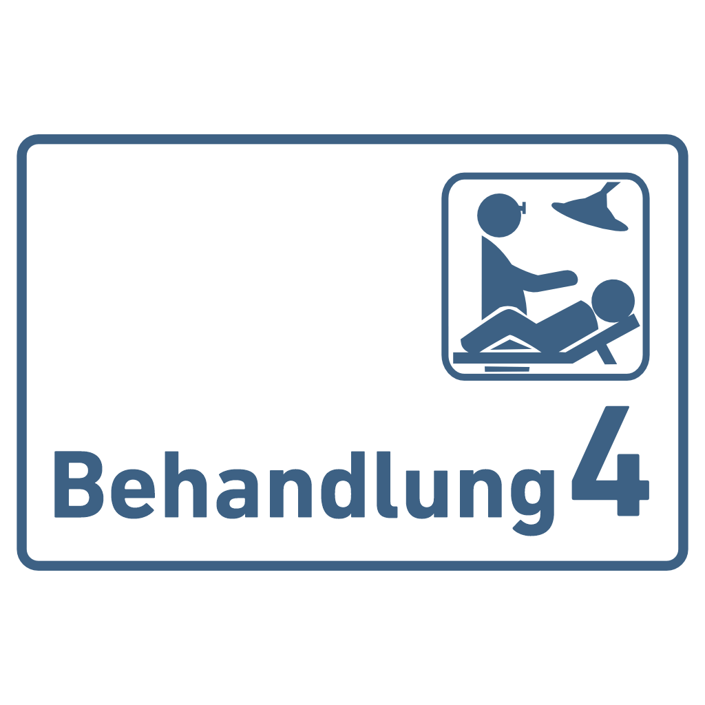 Behandlung 1-9 mit Piktogramm Praxisschild Acrylglas-Folienaufkleber in 130 x 200 mm zum Kleben