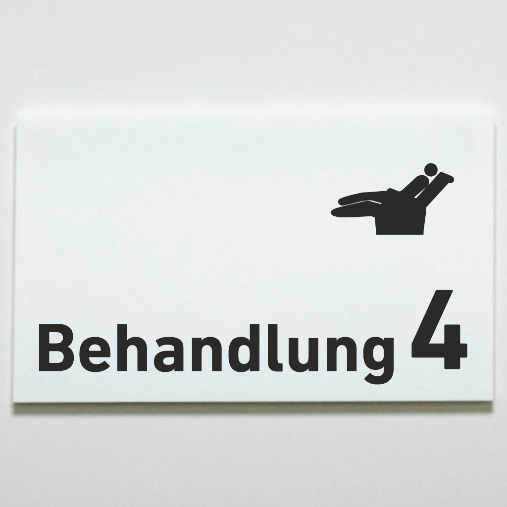 BEHANDLUNG 1-9 Zahnarzt Praxisschild Acrylglas - Folienaufkleber in 130 x 200 mm zum Kleben