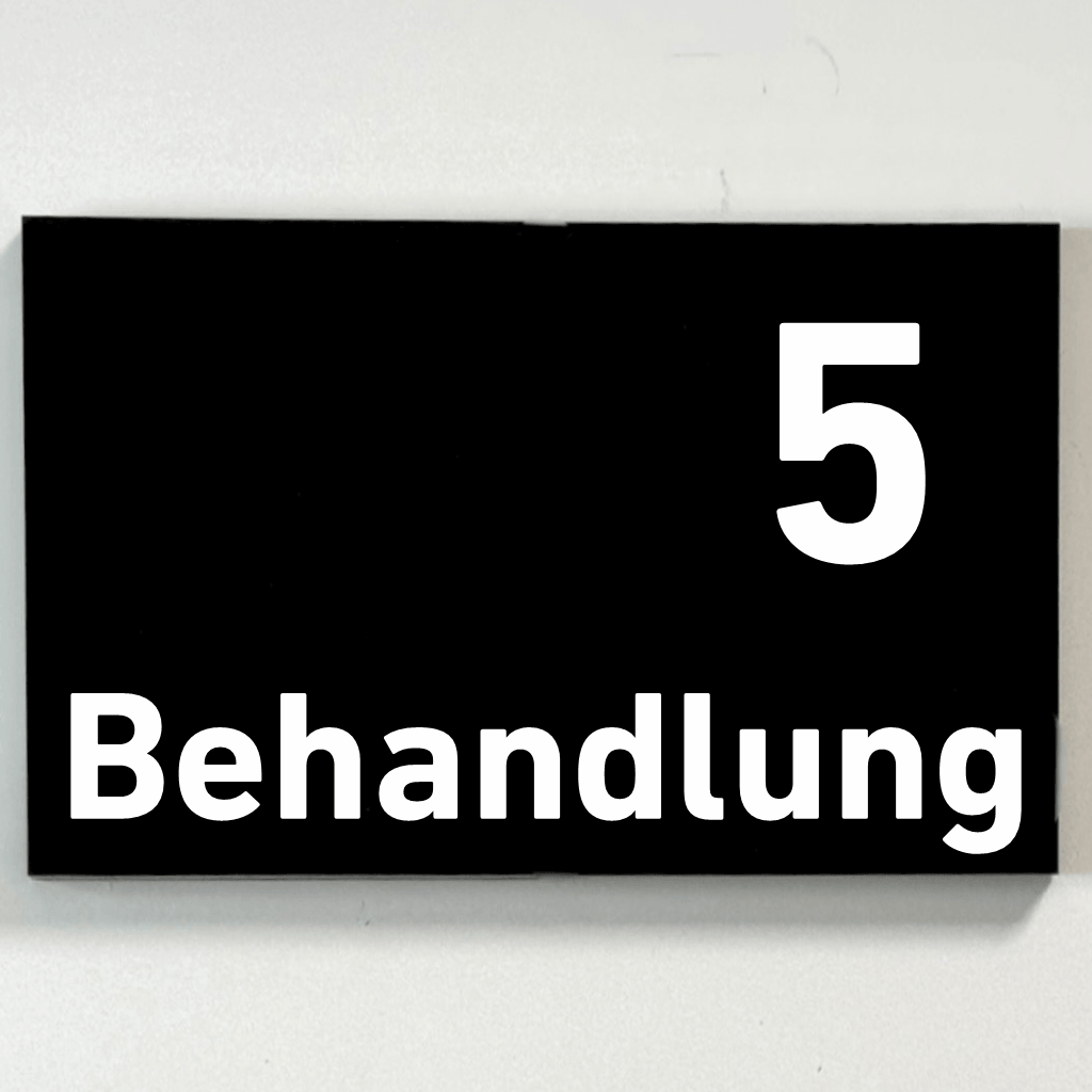 Behandlung 1-9-Praxisschilder Acrylglas-Folienaufkleber in 130 x 200 mm zum Kleben