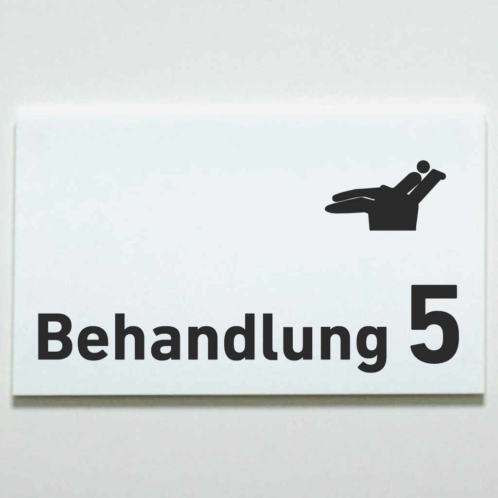 BEHANDLUNG 1-9 Zahnarzt Praxisschild Acrylglas - Folienaufkleber in 130 x 200 mm zum Kleben