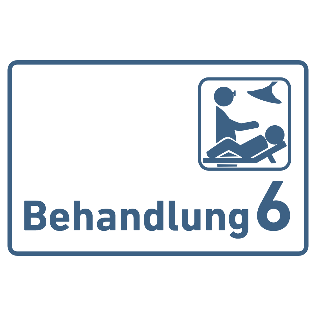 Behandlung 1-9 mit Piktogramm Praxisschild Acrylglas-Folienaufkleber in 130 x 200 mm zum Kleben