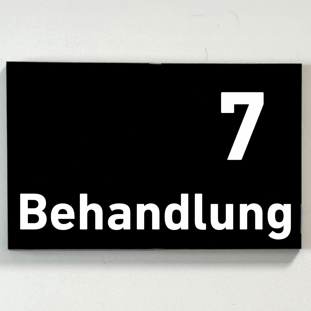 Behandlung 1-9-Praxisschilder Acrylglas-Folienaufkleber in 130 x 200 mm zum Kleben
