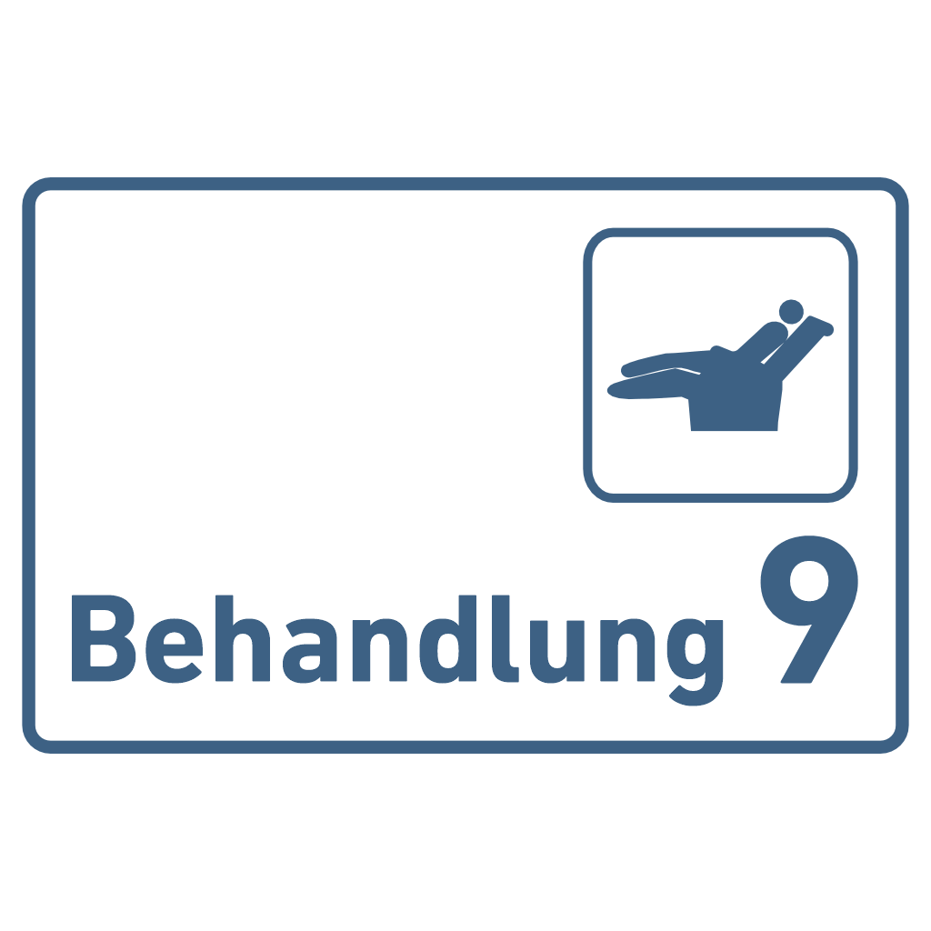 BEHANDLUNG 1-9 Zahnarzt Praxisschild Acrylglas - Folienaufkleber in 130 x 200 mm zum Kleben