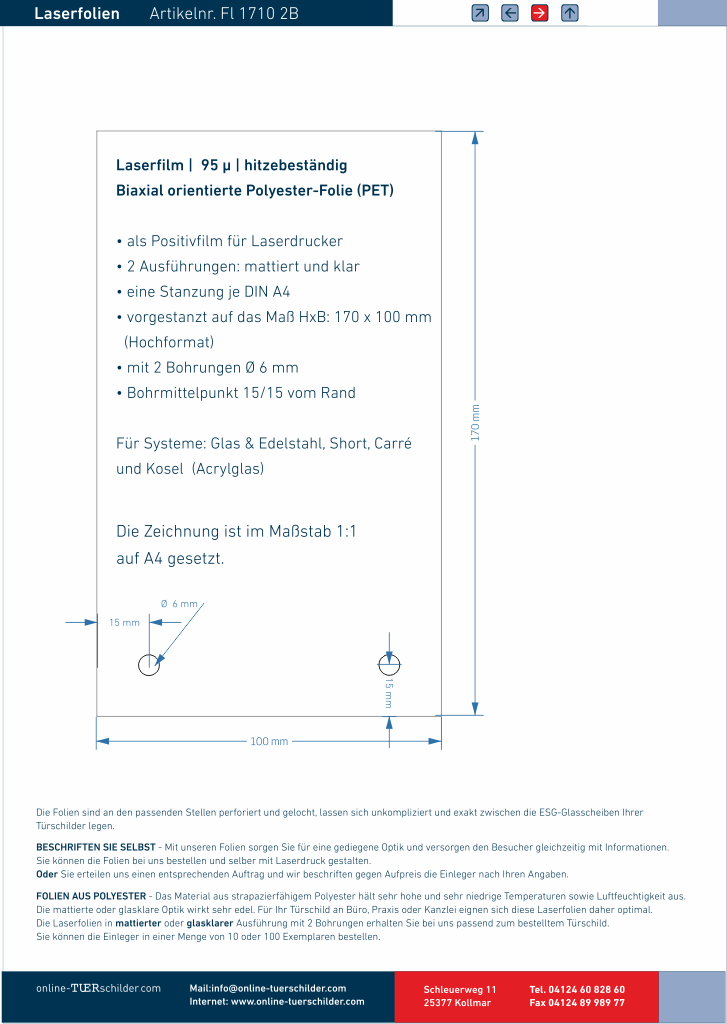 Laserfolien 2 Bohrungen 113