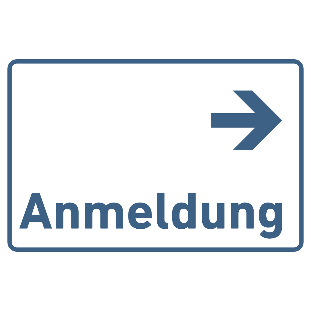Schilder für Ihre Praxis Acrylglas / Folienaufkleber Anmeldung Pfeil rechts in 130 x 200 mm zum Kleben