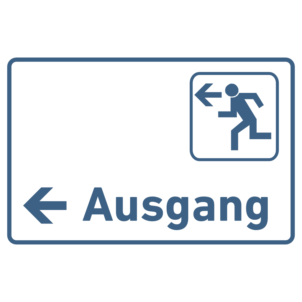 Ausgang links - Schild aus Acrylglas / Folienaufkleber in 130 x 200 mm zum Kleben