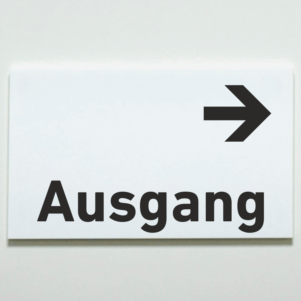 Ausgang rechts - Schild aus Acrylglas / Folienaufkleber in 130 x 200 mm zum Kleben