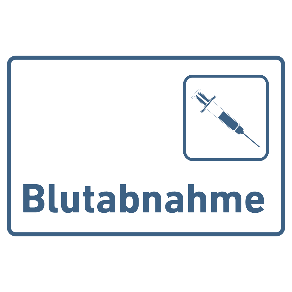 Praxisschild Acrylglas / Folienaufkleber Blutabnahme in 130 x 200 mm zum Kleben