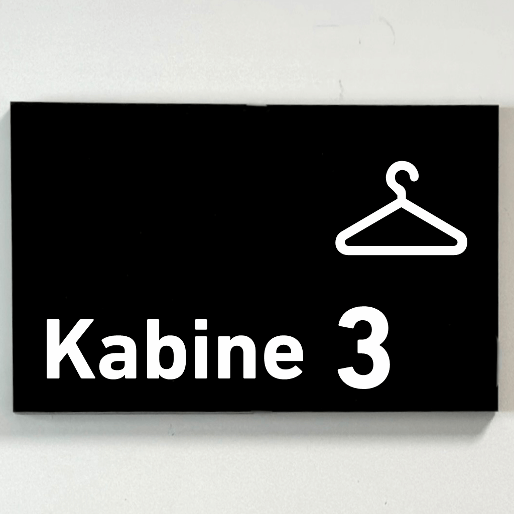 Kabine 1-4 - Praxisschild Acrylglas / Folienaufkleber in 130 x 200 mm zum Kleben