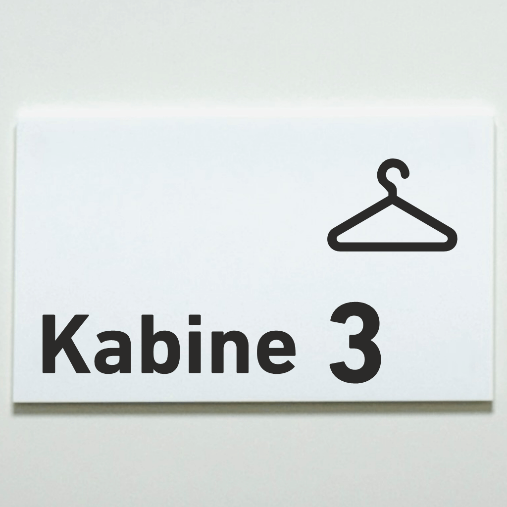 Kabine 1-4 - Praxisschild Acrylglas / Folienaufkleber in 130 x 200 mm zum Kleben