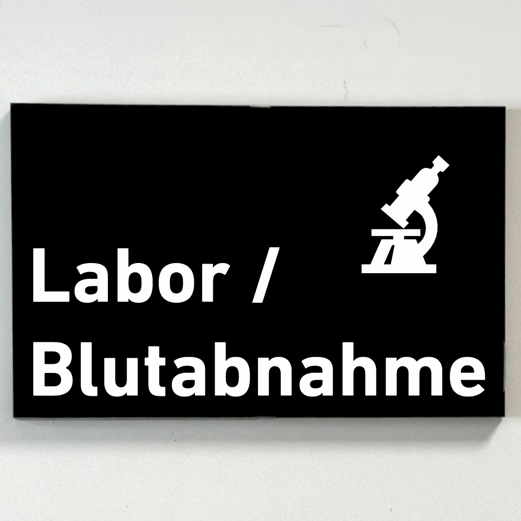 Praxisschild Acrylglas / Folienaufkleber Labor/Blutabnahme in 130 x 200 mm zum Kleben