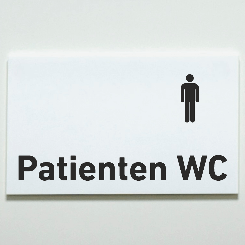Patienten WC Herren - Praxisschild aus Acryl / Folie in 130 x 200 mm zum Kleben