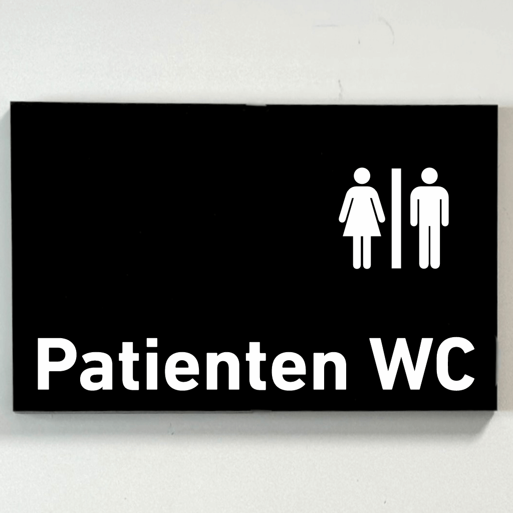 Patienten WC - Praxisschild aus Acryl / Folie in 130 x 200 mm zum Kleben
