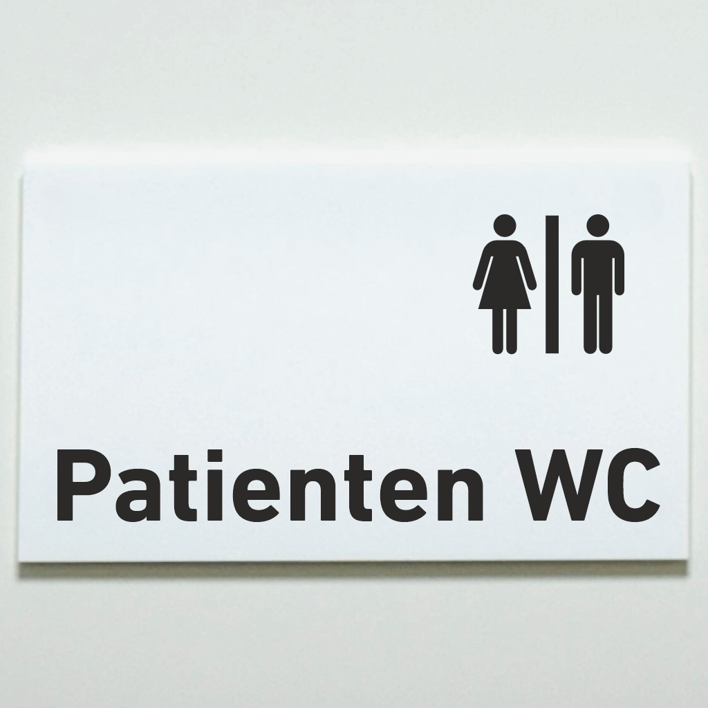 Patienten WC - Praxisschild aus Acryl / Folie in 130 x 200 mm zum Kleben
