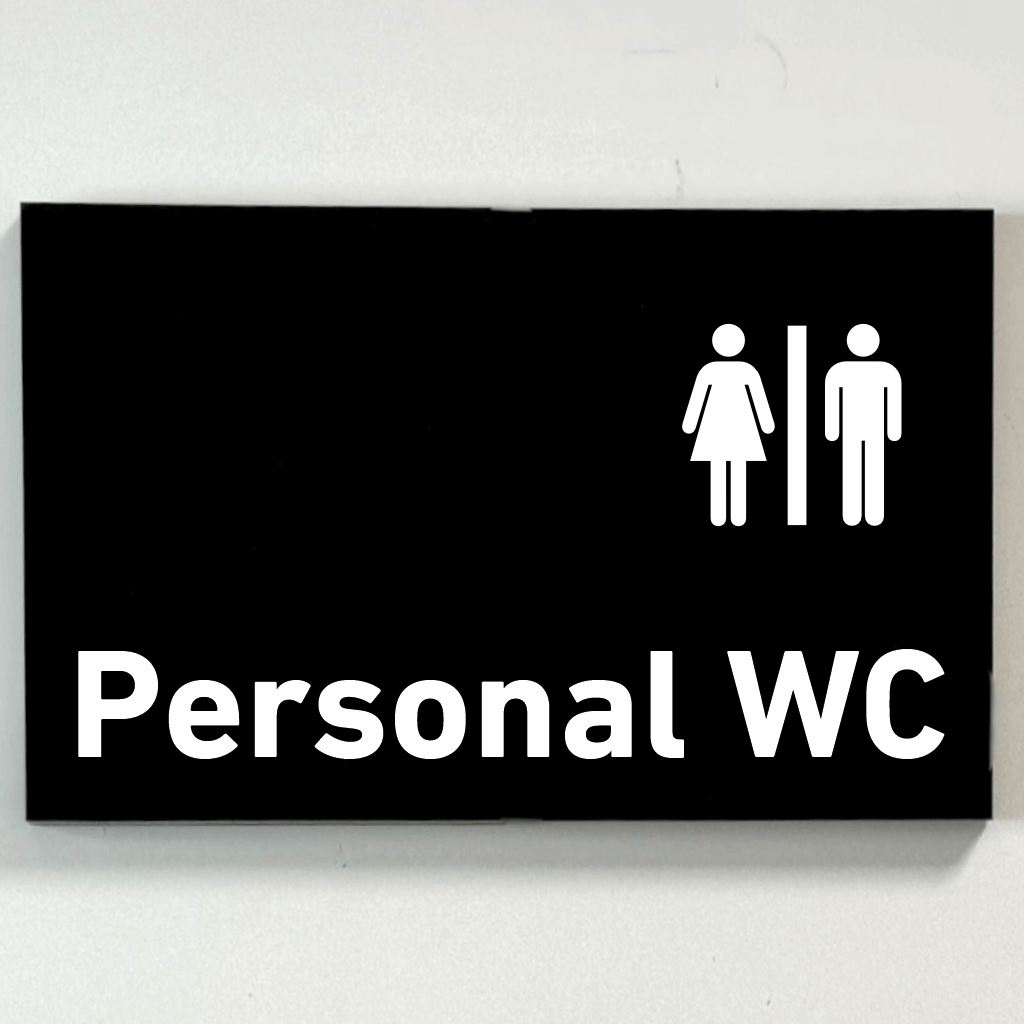 PERSONAL WC - Praxisschild aus Acrylglas / Folie in 130 x 200 mm zum Kleben