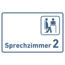 Praxisschild Acrylglas / Folienaufkleber Sprechzimmer 1-9 mit Piktogramm zum Kleben