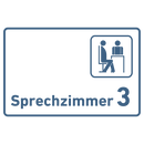 Praxisschild Acrylglas / Folienaufkleber Sprechzimmer 1-9 mit Piktogramm zum Kleben