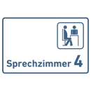 Praxisschild Acrylglas / Folienaufkleber Sprechzimmer 1-9 mit Piktogramm zum Kleben