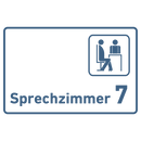 Praxisschild Acrylglas / Folienaufkleber Sprechzimmer 1-9 mit Piktogramm zum Kleben