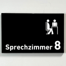 Praxisschild Acrylglas / Folienaufkleber Sprechzimmer 1-9 mit Piktogramm zum Kleben