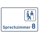 Praxisschild Acrylglas / Folienaufkleber Sprechzimmer 1-9 mit Piktogramm zum Kleben