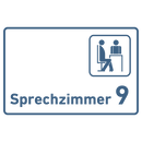 Praxisschild Acrylglas / Folienaufkleber Sprechzimmer 1-9 mit Piktogramm zum Kleben