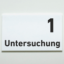 Praxisschild Acrylglas / Folienaufkleber Untersuchung 1-9 zum Kleben