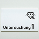 Praxisschild Acrylglas / Folienaufkleber Untersuchung 1-9 mit Piktogramm Arzt zum Kleben