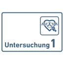 Praxisschild Acrylglas / Folienaufkleber Untersuchung 1-9 mit Piktogramm Arzt zum Kleben
