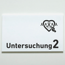 Praxisschild Acrylglas / Folienaufkleber Untersuchung 1-9 mit Piktogramm Arzt zum Kleben