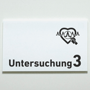 Praxisschild Acrylglas / Folienaufkleber Untersuchung 1-9 mit Piktogramm Arzt zum Kleben