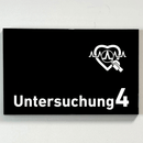 Praxisschild Acrylglas / Folienaufkleber Untersuchung 1-9 mit Piktogramm Arzt zum Kleben