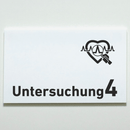 Praxisschild Acrylglas / Folienaufkleber Untersuchung 1-9 mit Piktogramm Arzt zum Kleben