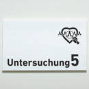 Praxisschild Acrylglas / Folienaufkleber Untersuchung 1-9 mit Piktogramm Arzt zum Kleben