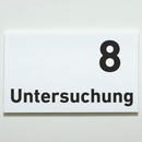 Praxisschild Acrylglas / Folienaufkleber Untersuchung 1-9 zum Kleben