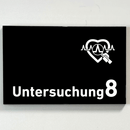 Praxisschild Acrylglas / Folienaufkleber Untersuchung 1-9 mit Piktogramm Arzt zum Kleben