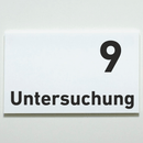 Praxisschild Acrylglas / Folienaufkleber Untersuchung 1-9 zum Kleben