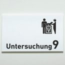 Praxisschild Acrylglas / Folienaufkleber Untersuchung 1-9 mit Piktogramm Tierarzt zum Kleben (Kopie)
