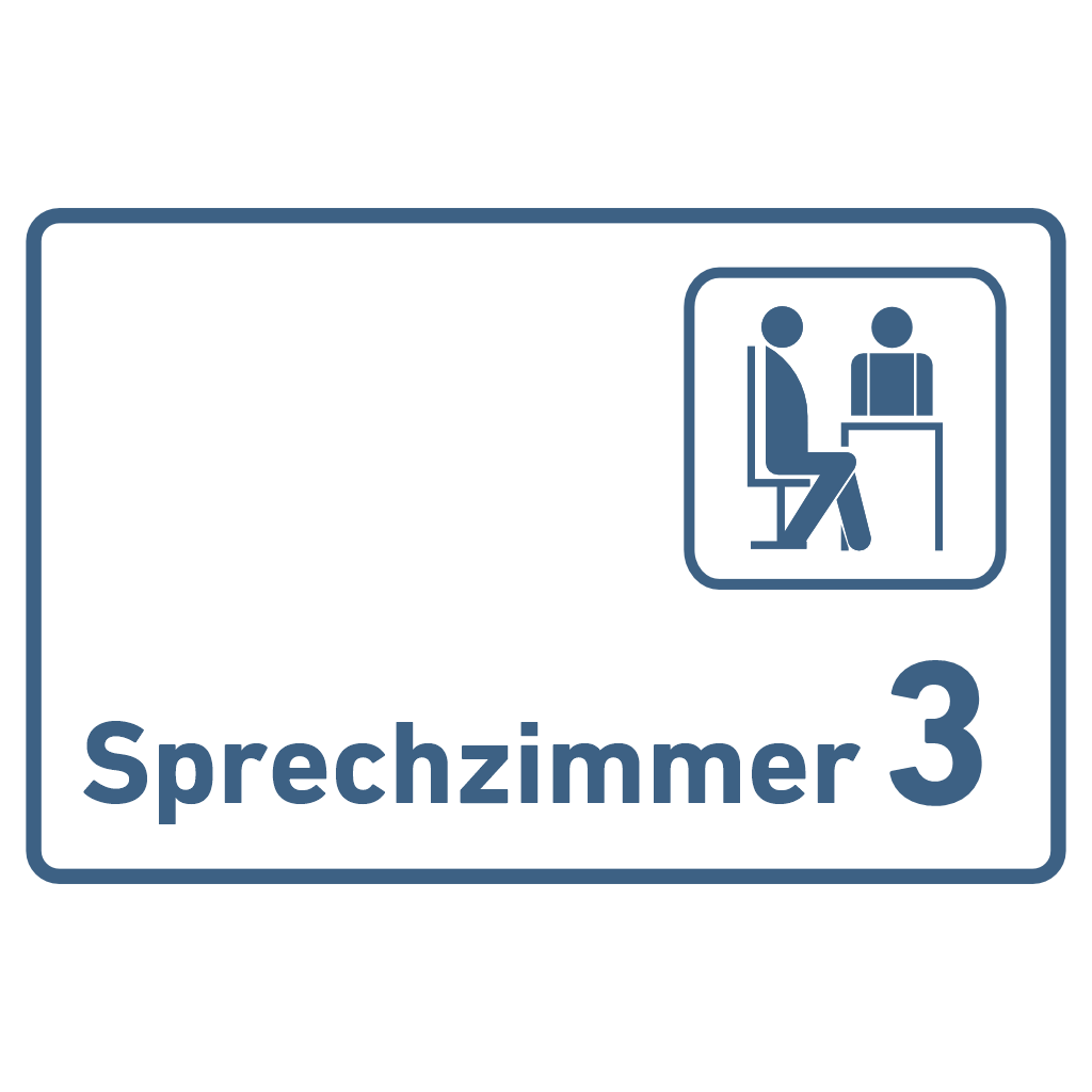 Sprechzimmer 1-9 mit Piktogramm Praxisschild Acrylglas-Folienaufkleber in 130 x 200 mm zum Kleben