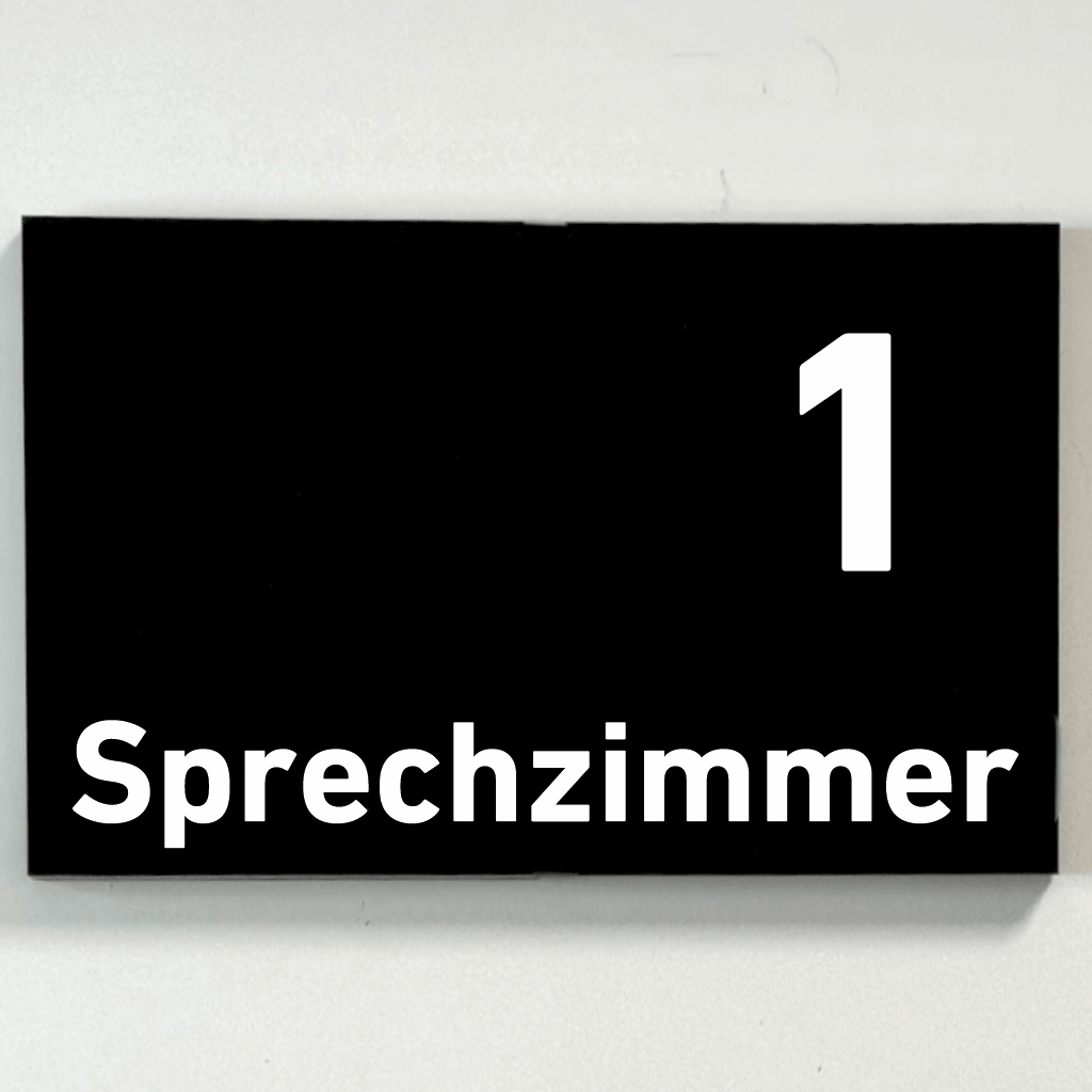 Sprechzimmer 1-9 Praxisschild Acrylglas-Folienaufkleber in 130 x 200 mm zum Kleben