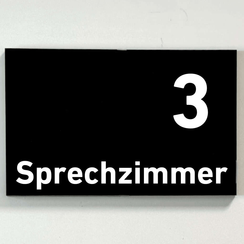 Sprechzimmer 1-9 Praxisschild Acrylglas-Folienaufkleber in 130 x 200 mm zum Kleben
