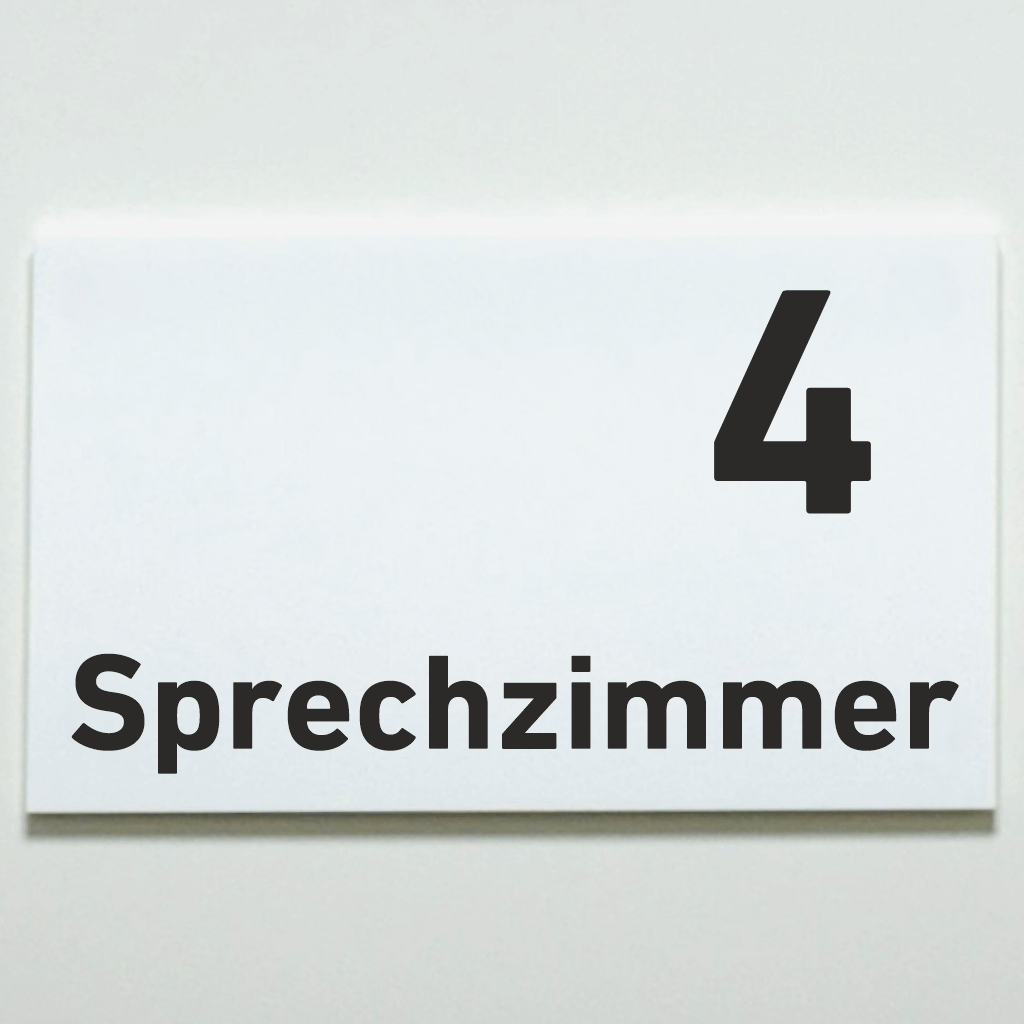 Sprechzimmer 1-9 Praxisschild Acrylglas-Folienaufkleber in 130 x 200 mm zum Kleben