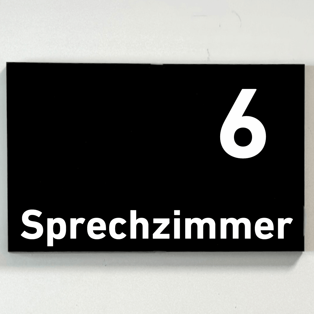 Sprechzimmer 1-9 Praxisschild Acrylglas-Folienaufkleber in 130 x 200 mm zum Kleben
